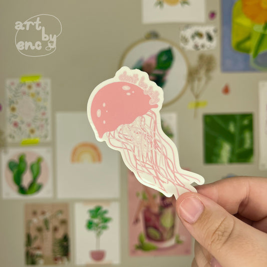 Don't be Jelly Jellyfish Pun Vinyl Sticker